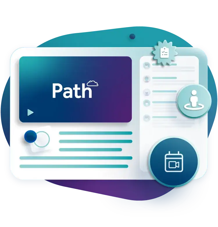 Stylized image of Blue Sky eLearn’s LMS for associations, Path LMS.